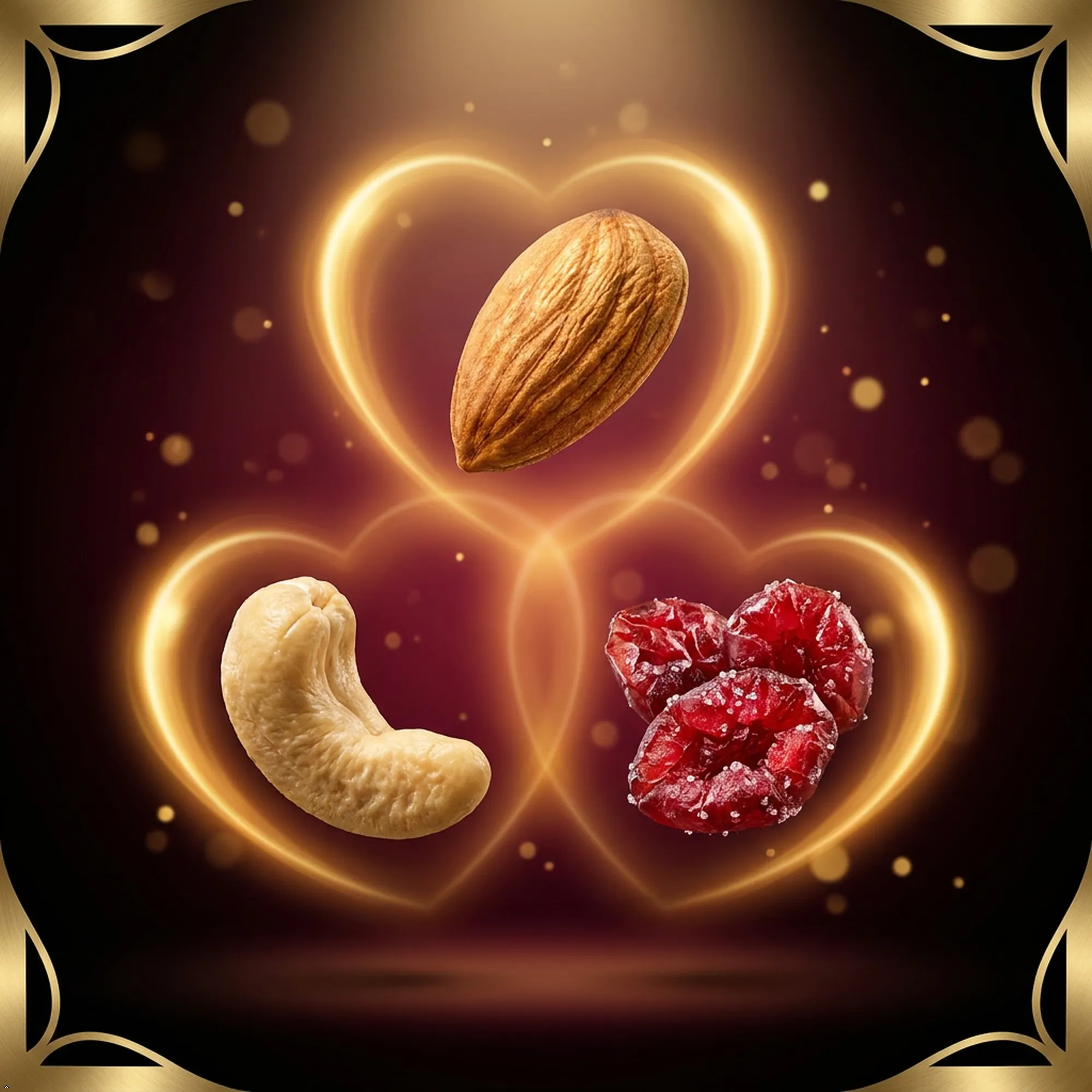 cranberries, almonds and cashews